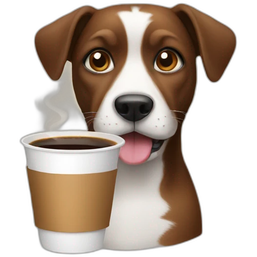 Dog with coffee  emoji