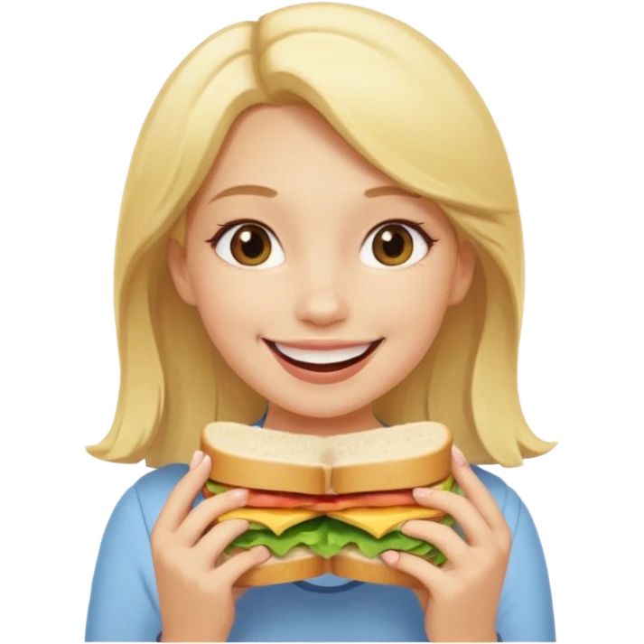 девушка ест сэндвич и он ей нравится emoji