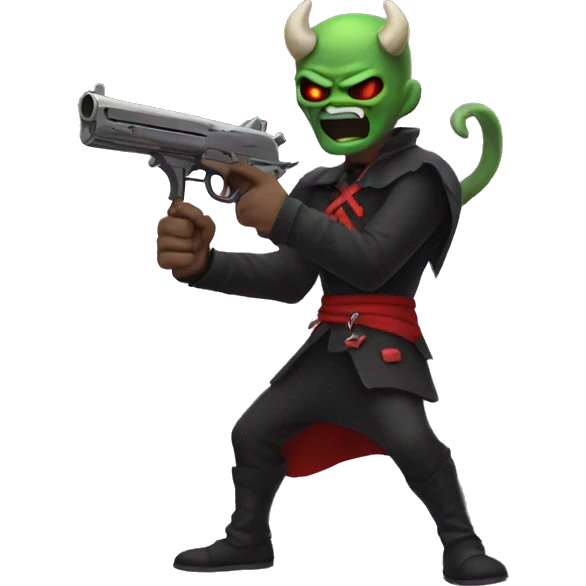Demon emoji holding duel wielded guns emoji