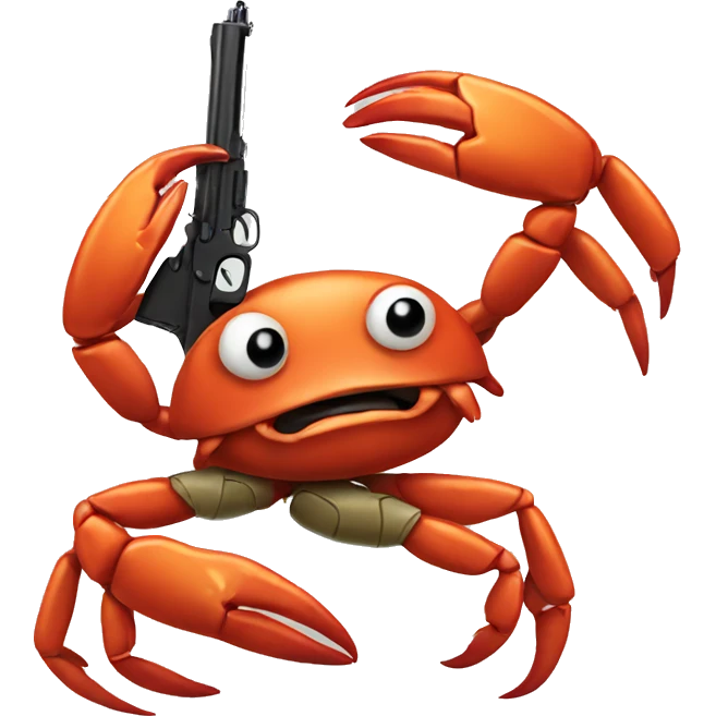 Crab holding a gun emoji
