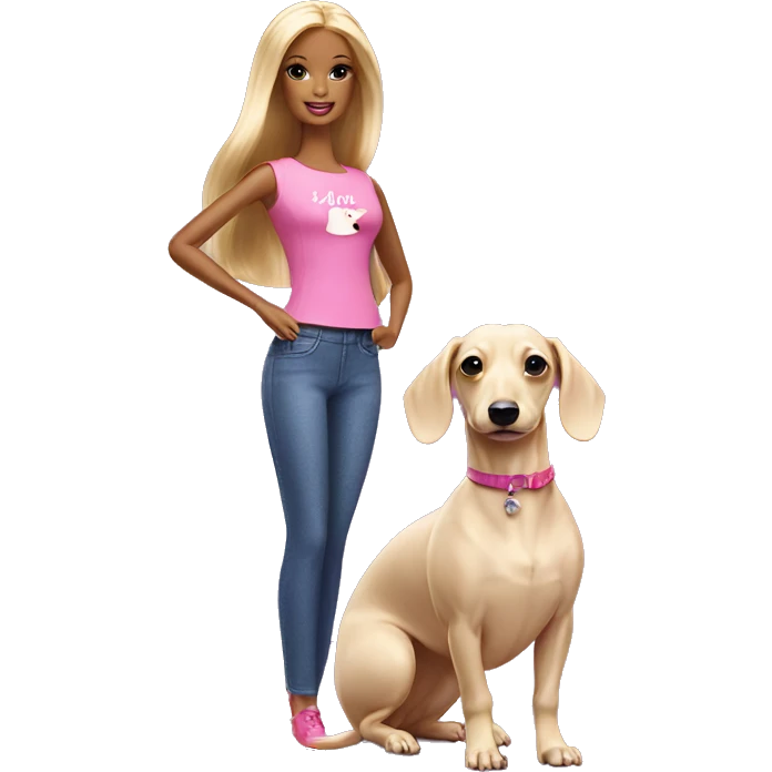 Barbie with white Dachshund  emoji