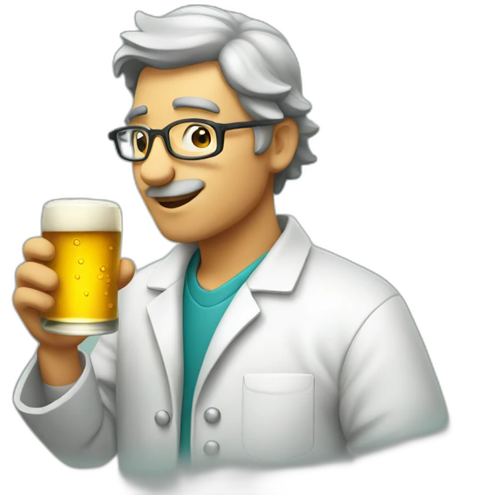 Chemist drinking beer emoji
