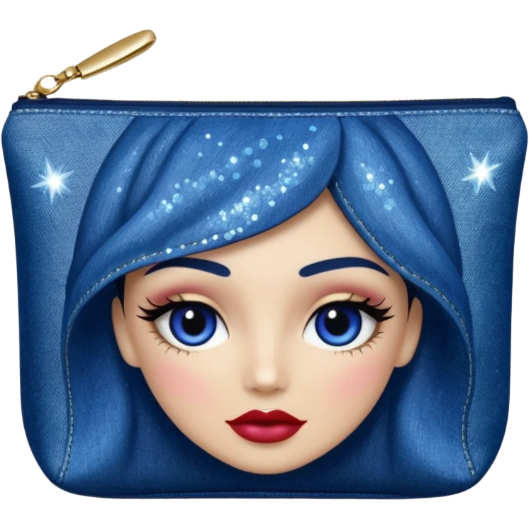 Glittery denim makeup bag emoji