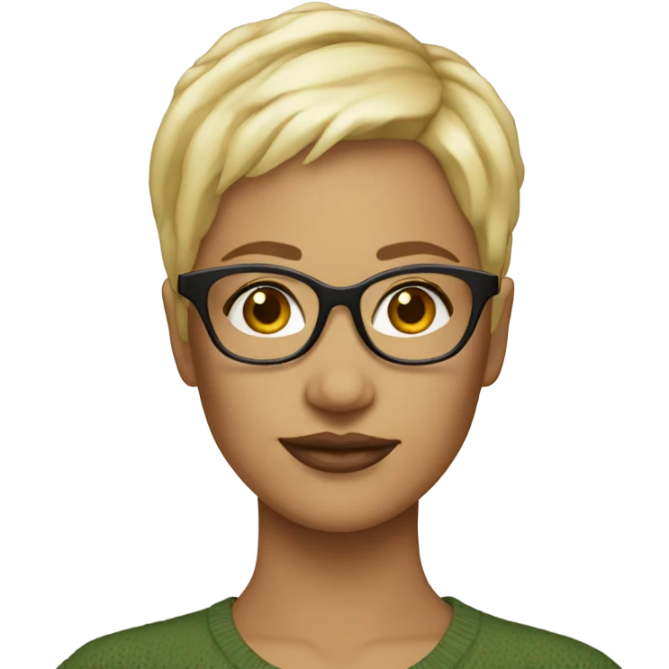 Woman blond pixie cut glasses emoji