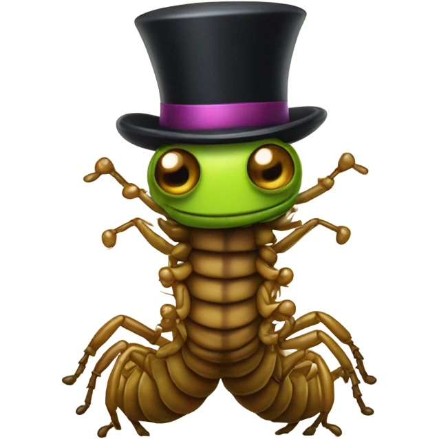 Centipede wearing a cute top hat and monocle  emoji