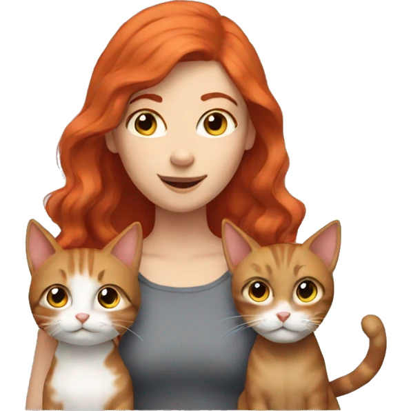 red hair girl with two cats  emoji