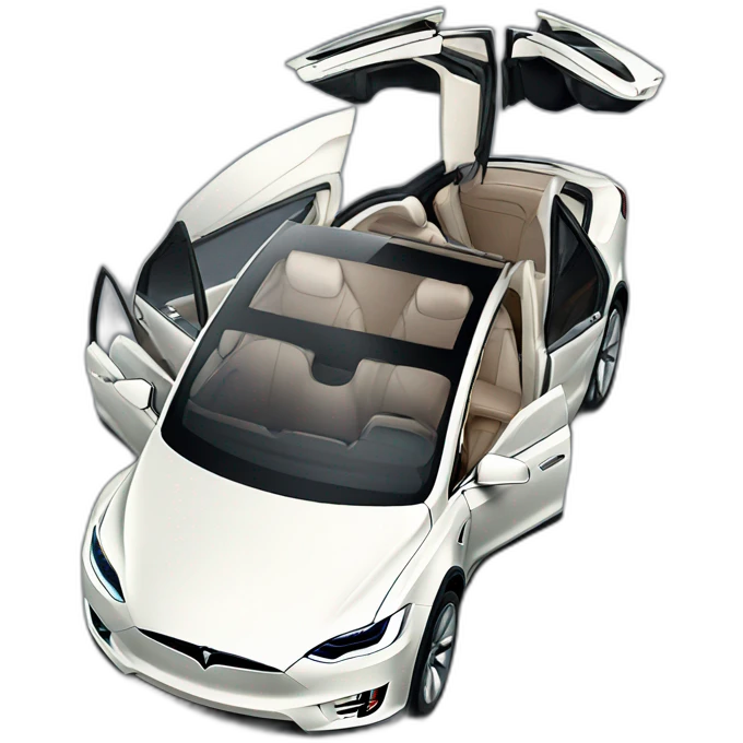 A White tesla model X with the door open emoji