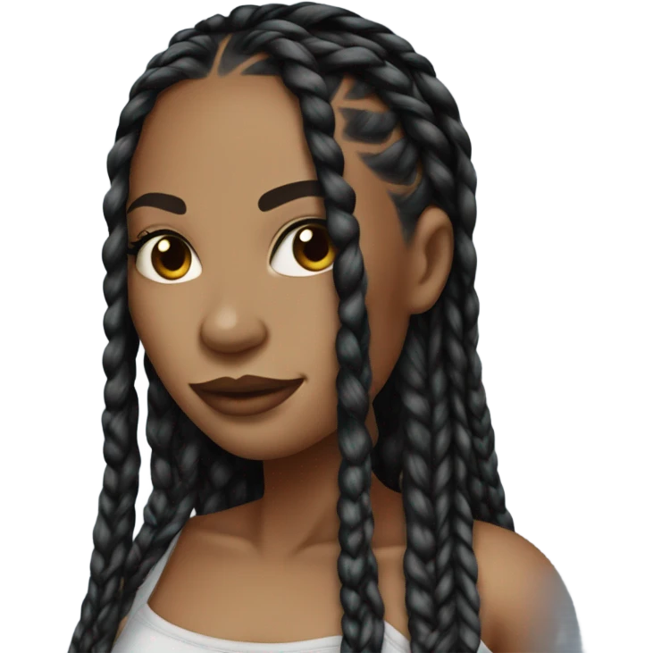 pretty woman with black box braids emoji