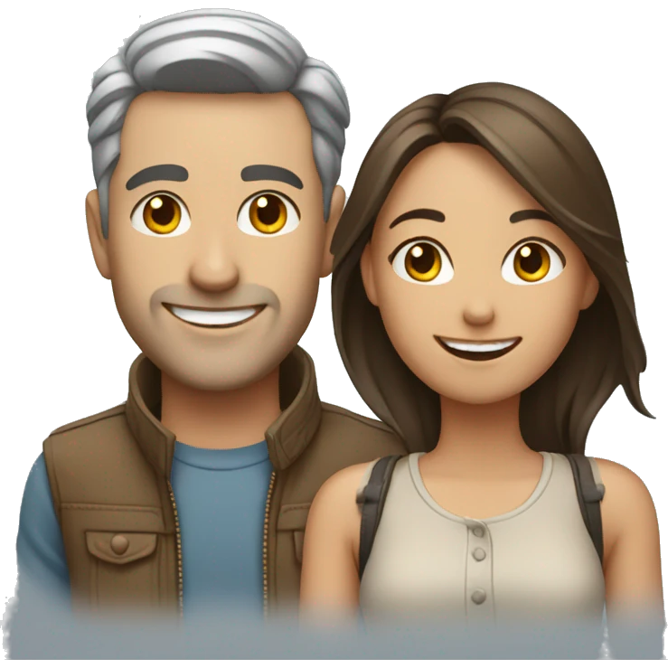 smiling couple in casual outfits emoji