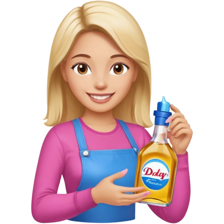 bottle of oil blue top pink outside with logo that says Diddy Party oil Johnson and Johnson  brand with a smiling girl berry on top emoji