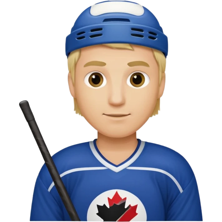 Blonde man holding hockey card emoji