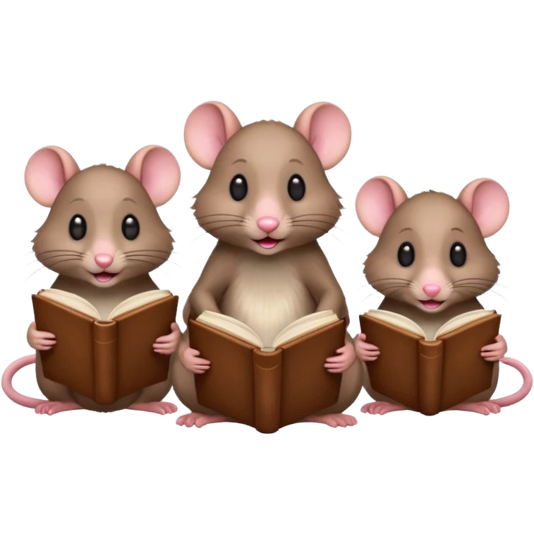 3 rats reading one book emoji
