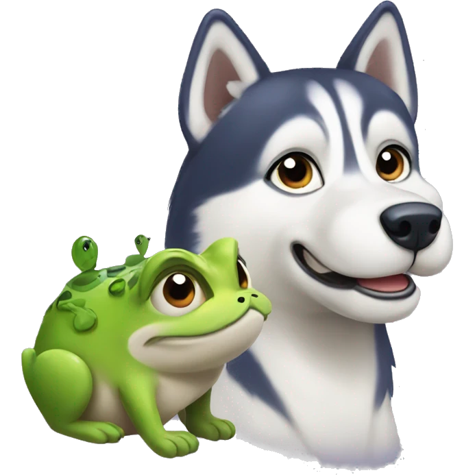 Husky with frog emoji