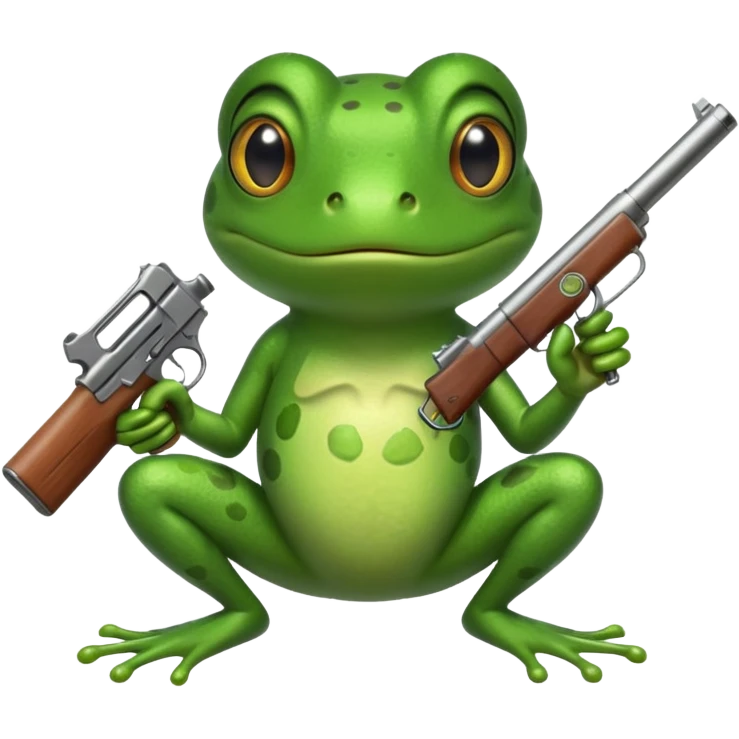 Make a frog holding a gun emoji