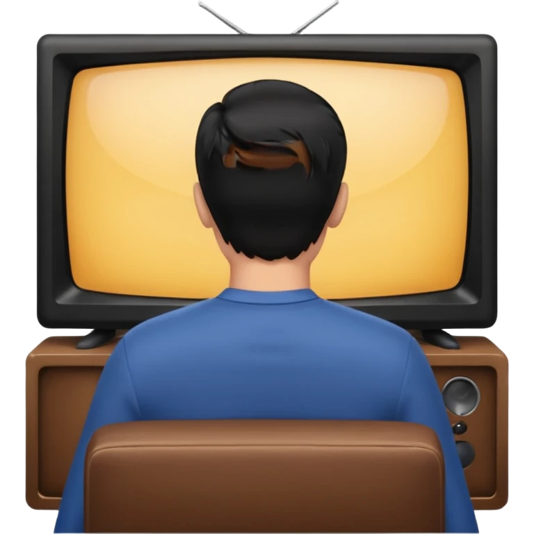 man with black hair seen from behind watching television emoji
