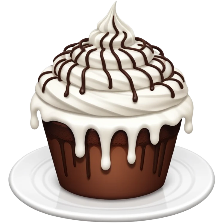 chocolate cake cup with white looped drizzle  emoji