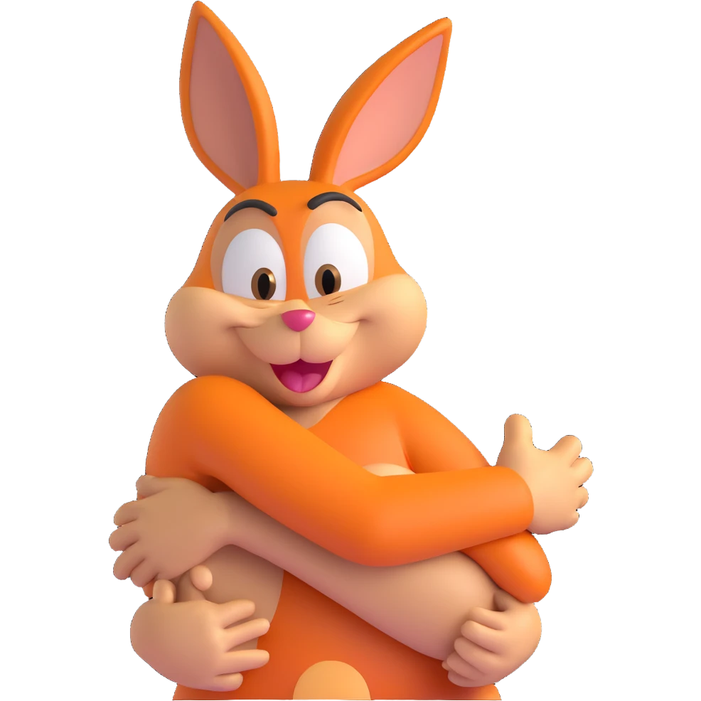 Looney Tunes-style character named George getting a hug emoji