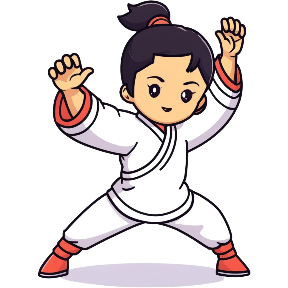 lightskin young girl with black straight hair and dark eyes, taichi, soft pastel background emoji