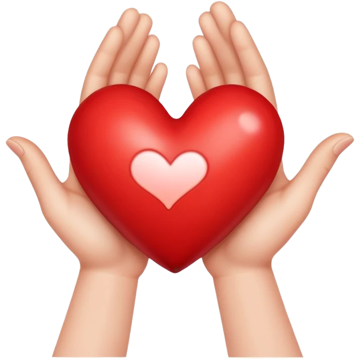 two hands giving and receiving a heart emoji