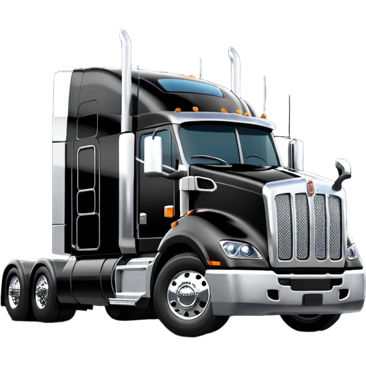2026 Black Kenworth T680 Flat Top Semi Sleeper longer cab with stacks make realistic emoji