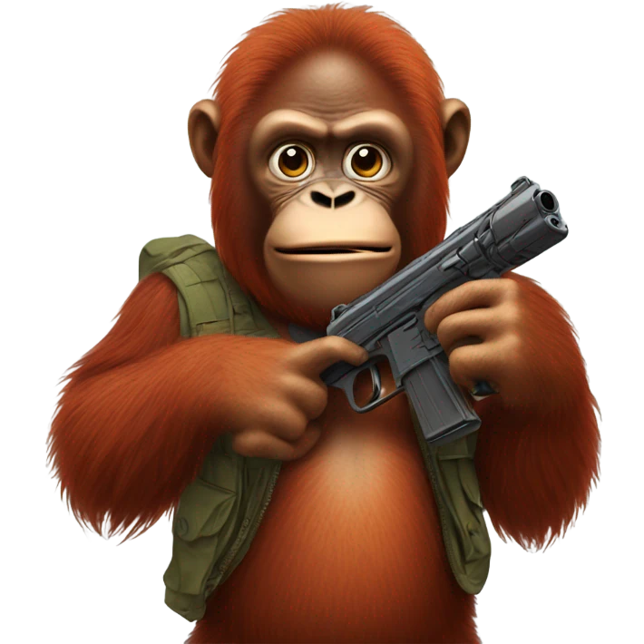 A orangutan with a gun  emoji
