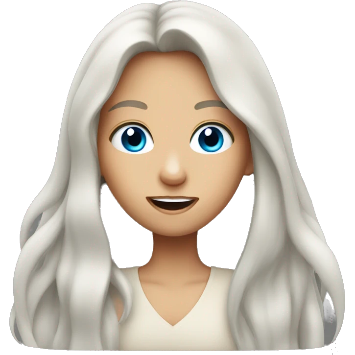 a long hair girl with open mouth and blue eyes  emoji