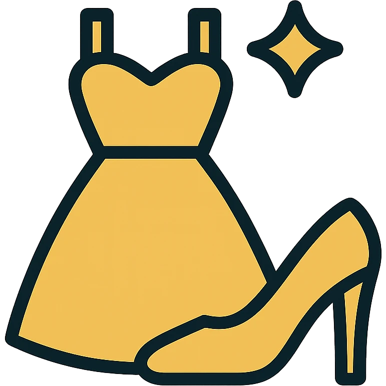 gold and black outlined icon for Fashion emoji