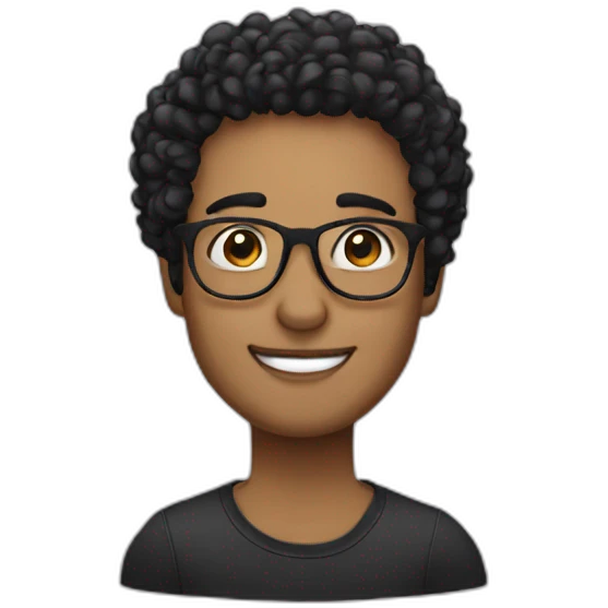 haker with glasses and black curly hair emoji