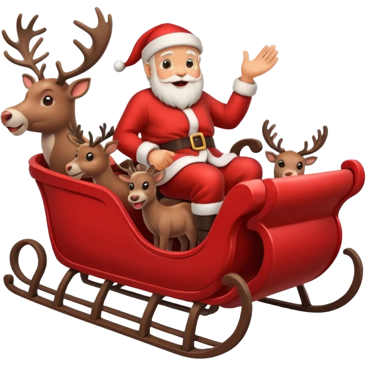 Santa in sleigh with 8 Reindeers emoji