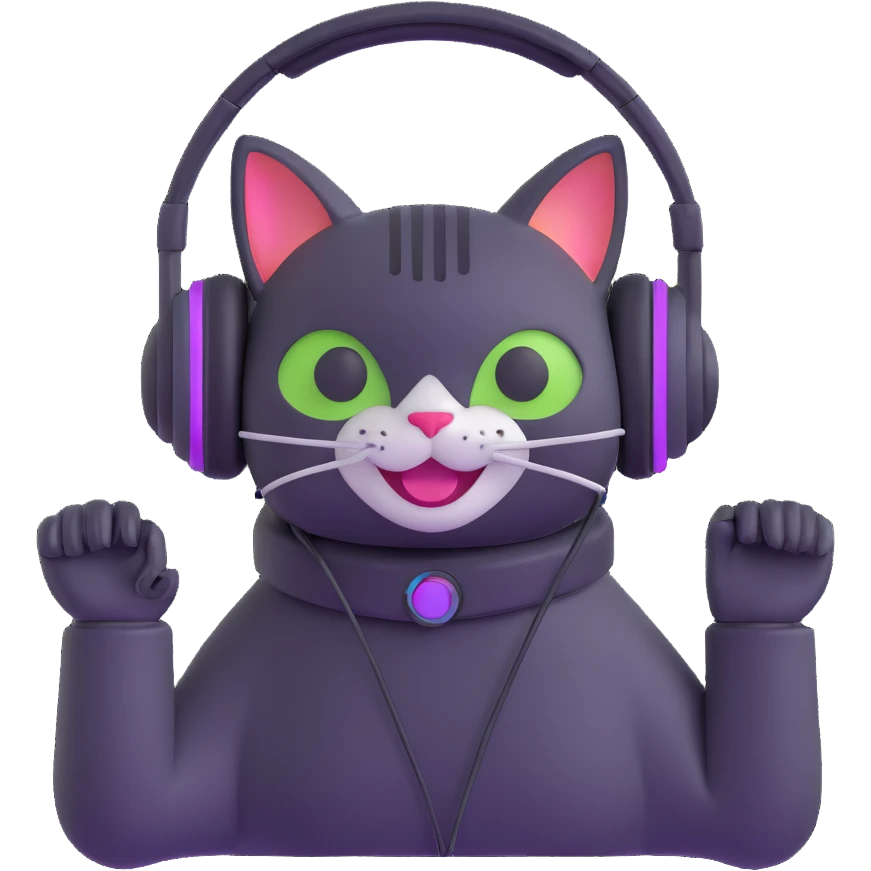 smiling cybercat wearing headphones emoji