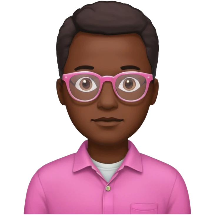 black man with pink shirt, wearing glasses  emoji