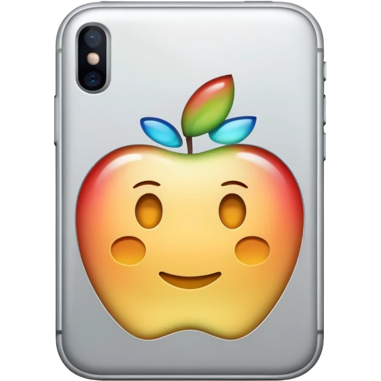 simple silver iPhone with a blank screen, apple emoji style emoji
