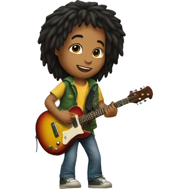 Bob marley kid with guitar emoji