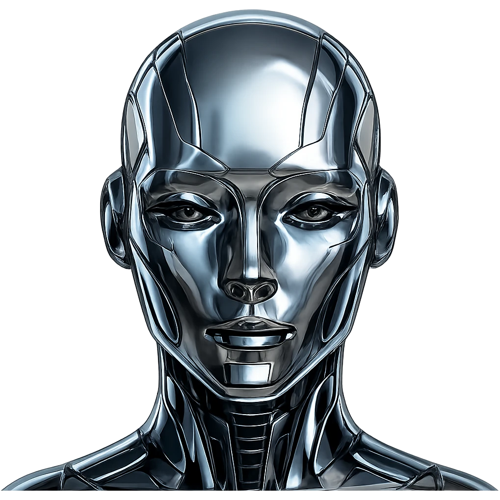chrome style futuristic AI face emoji