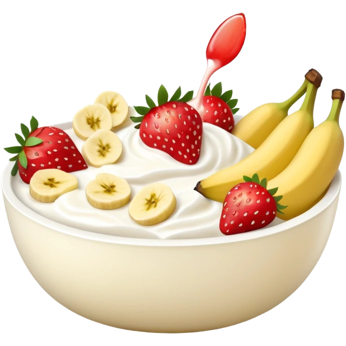 Yogurt bowl with strawberries and bananas emoji