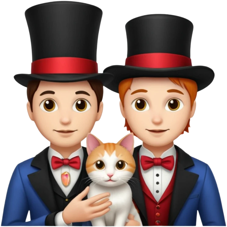 magician couple and their pet cat emoji