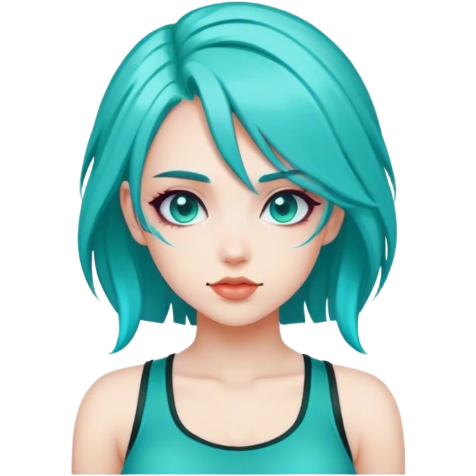 sexy gamer girl with teal hair emoji