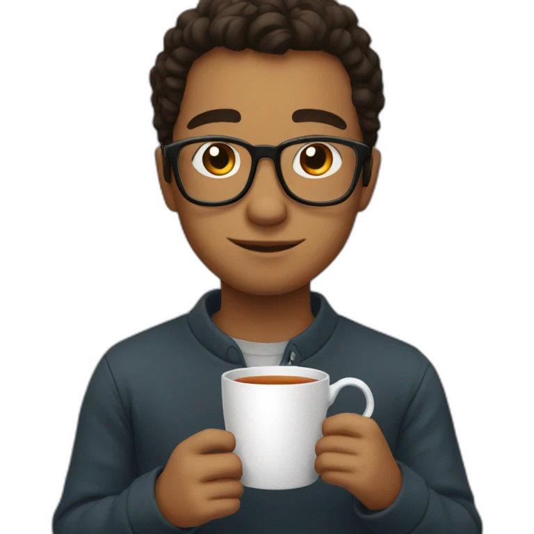 a young man in glasses drinking tea emoji