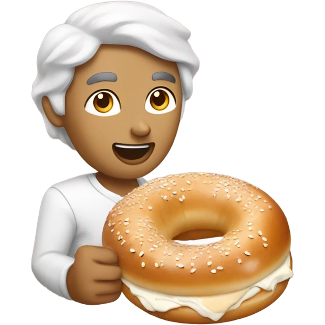 Eating montreal bagel with cream cheese emoji
