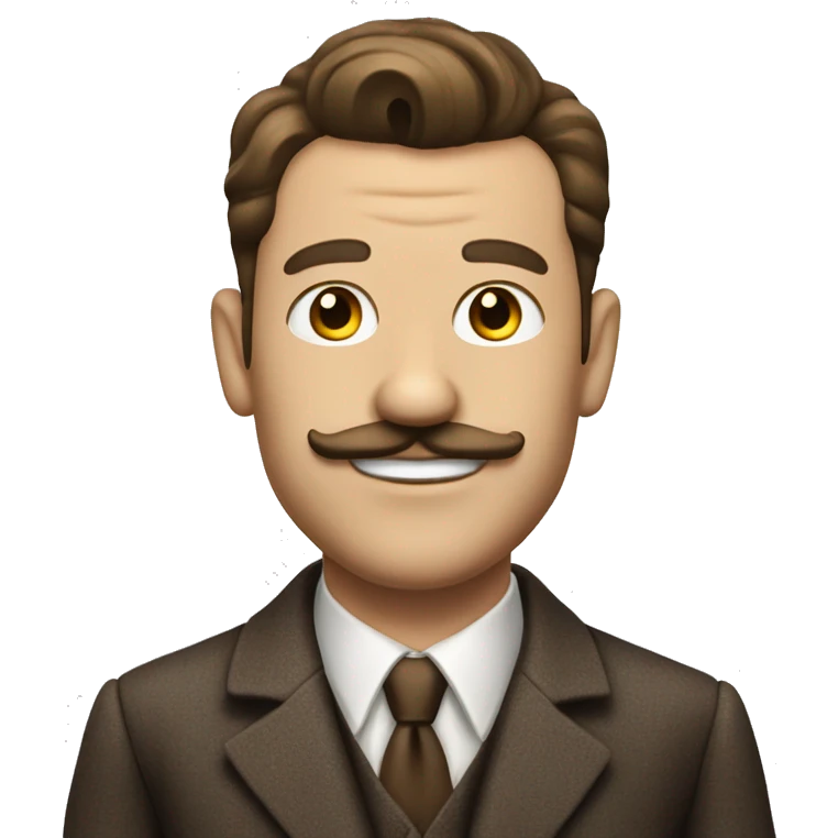 A man that looks like a 1930s spiv and a little moustache brown hair suit with garlic emoji