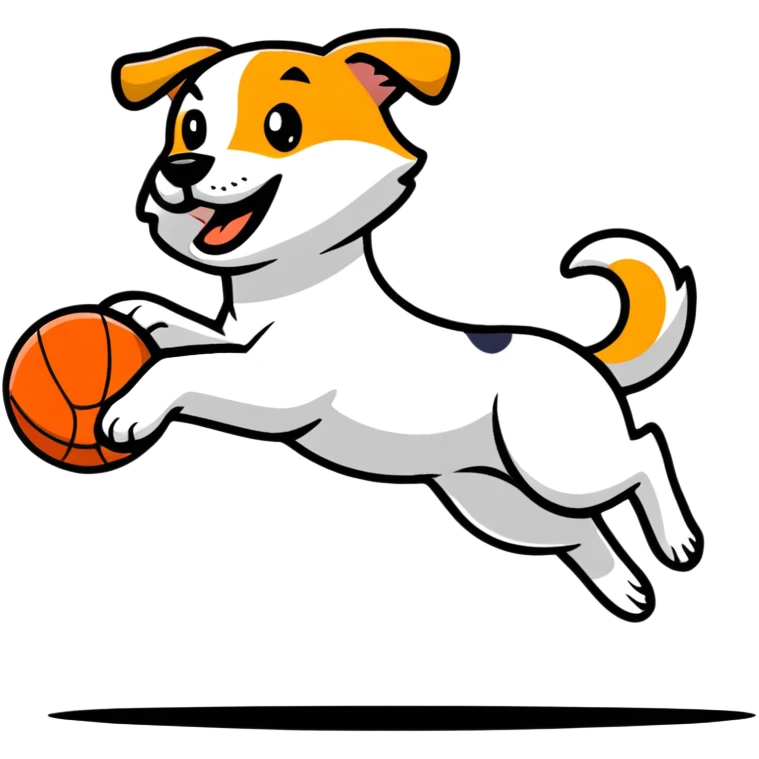 dog jumping to catch ball emoji
