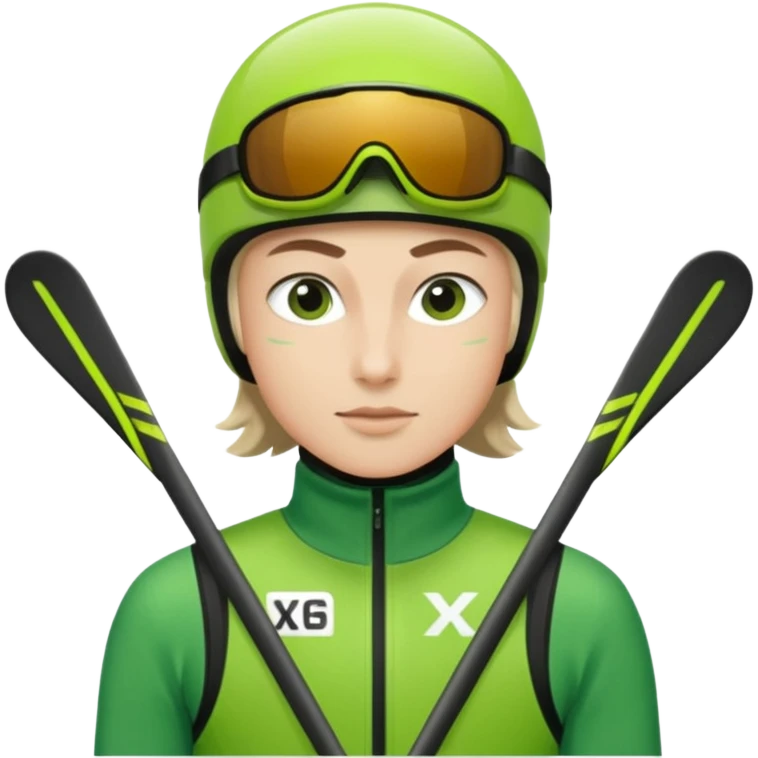 Xc ski racer in green and black clothing  emoji