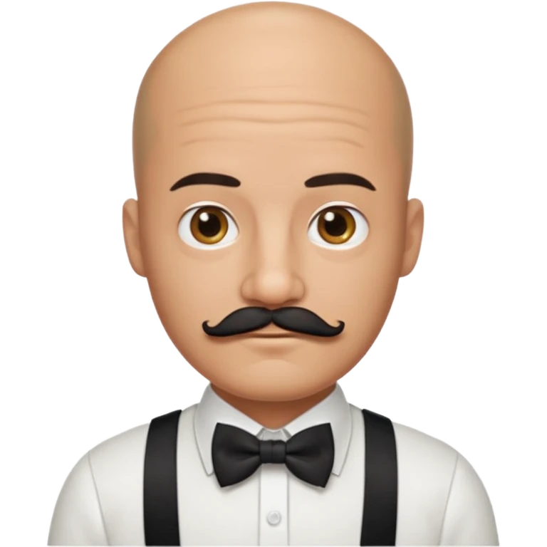 Bald guy with thick black mustache & bow tie emoji