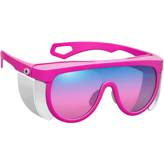 super thick pink visor sunglasses, dramatic chunky Y2K design, statement piece emoji