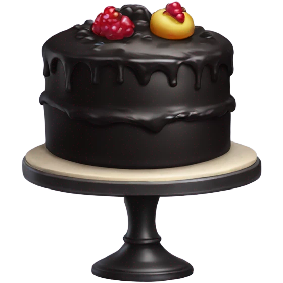 black cake with very special topping  emoji