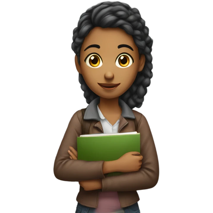 A young woman who is doing her homework  emoji