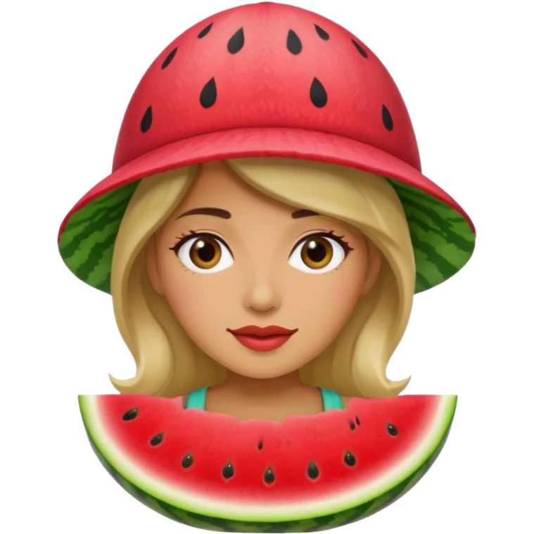 woman with watermelon hat emoji