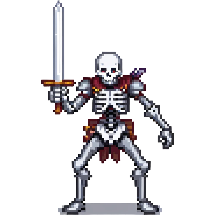 skeleton with a sword, action pose emoji