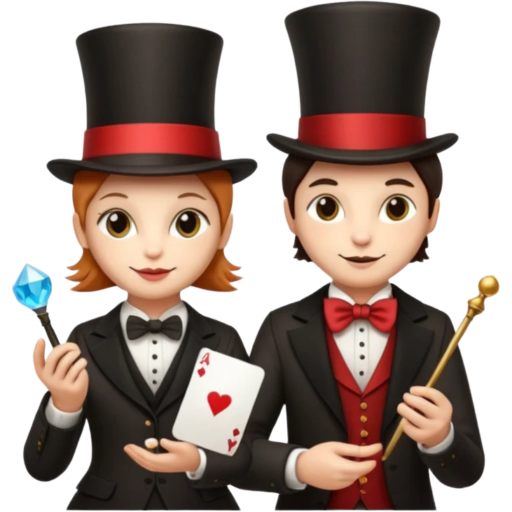 magician couple and their pet cat emoji