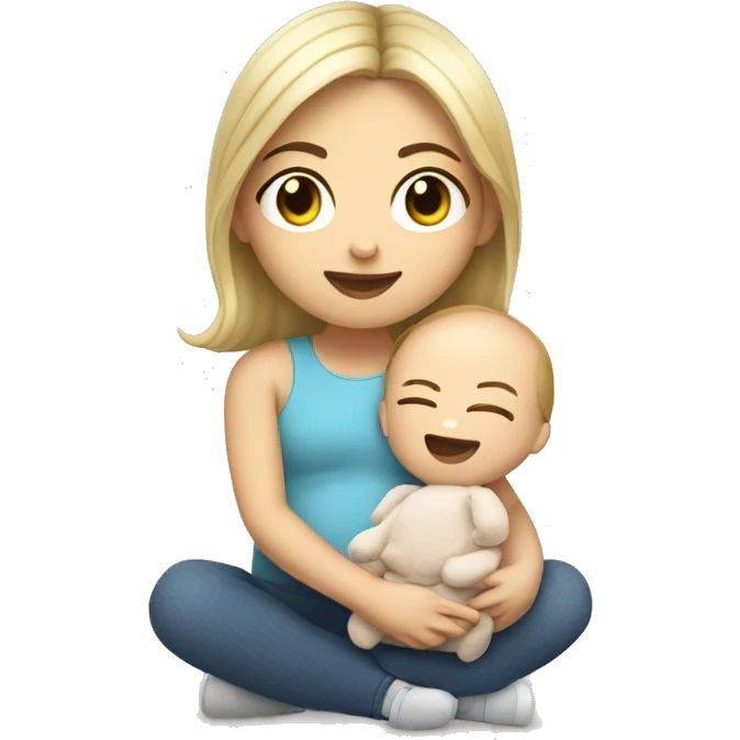 little white girl with baby son plushy emoji